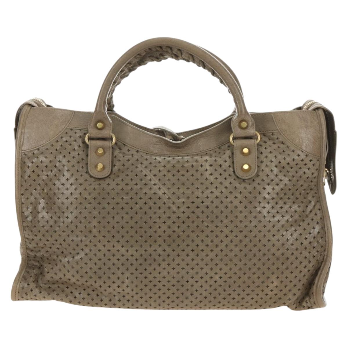 BALENCIAGA The City Hand Bag Leather 2way Beige Gold 115748 Auth 185344M