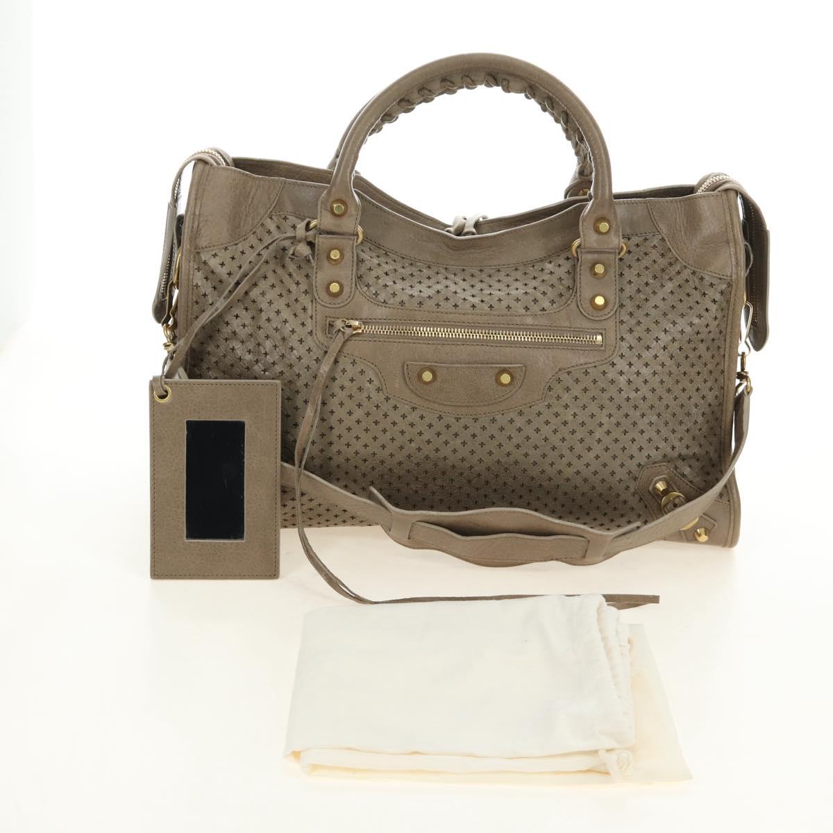 BALENCIAGA The City Hand Bag Leather 2way Beige Gold 115748 Auth 185344M