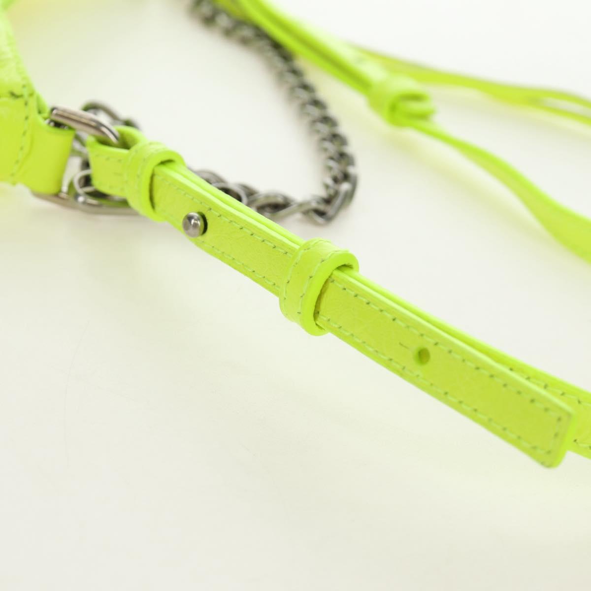 BALENCIAGA Chain Le Cagole XS Bag Leather 2way Green 695814 Auth 185356SAM
