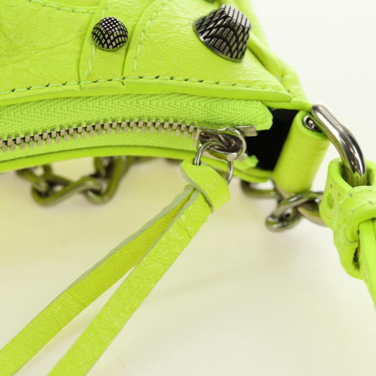 BALENCIAGA Chain Le Cagole XS Bag Leather 2way Green 695814 Auth 185356SAM