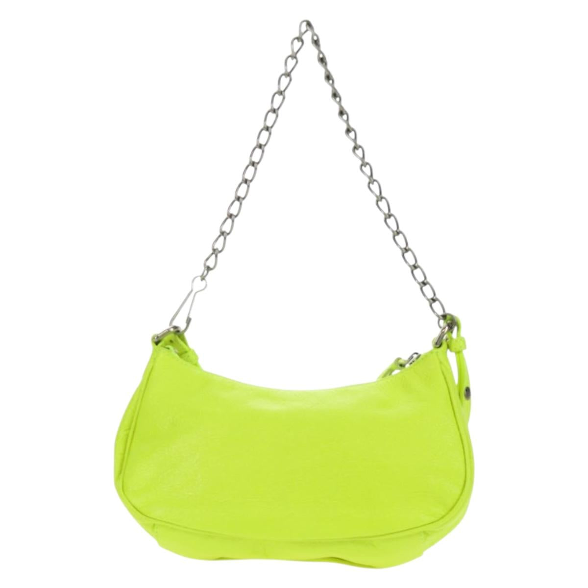 BALENCIAGA Chain Le Cagole XS Bag Leather 2way Green 695814 Auth 185356SAM