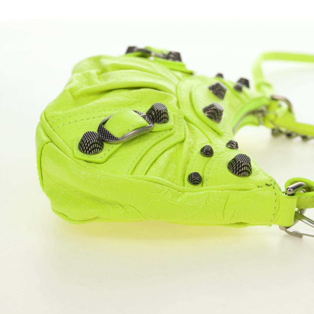 BALENCIAGA Chain Le Cagole XS Bag Leather 2way Green 695814 Auth 185356SAM