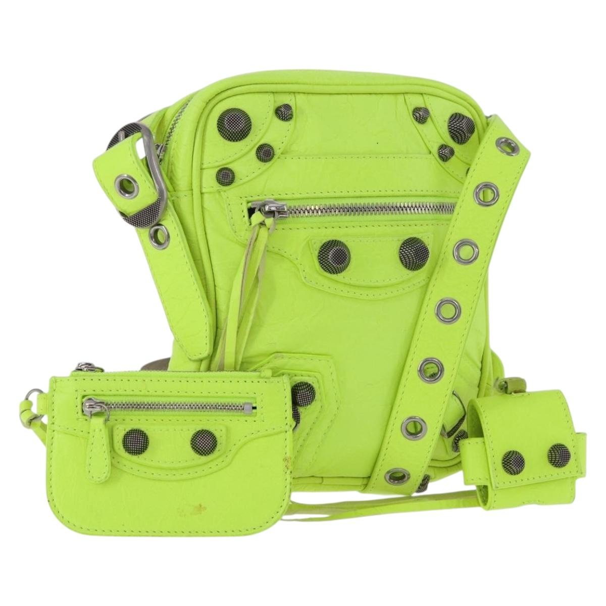 BALENCIAGA Le Cagole Shoulder Bag Leather Green 719065 Auth 185357SAM