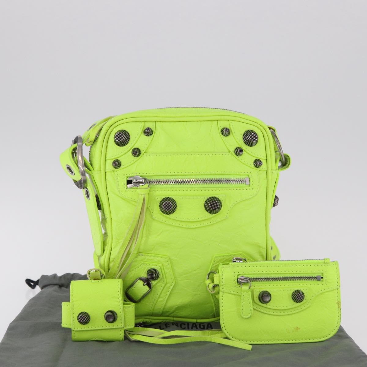 BALENCIAGA Le Cagole Shoulder Bag Leather Green 719065 Auth 185357SAM