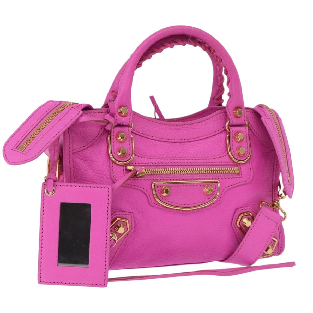 BALENCIAGA Classic Metallic Edge Mini City 2way Pink 390160 Auth 185358SAM