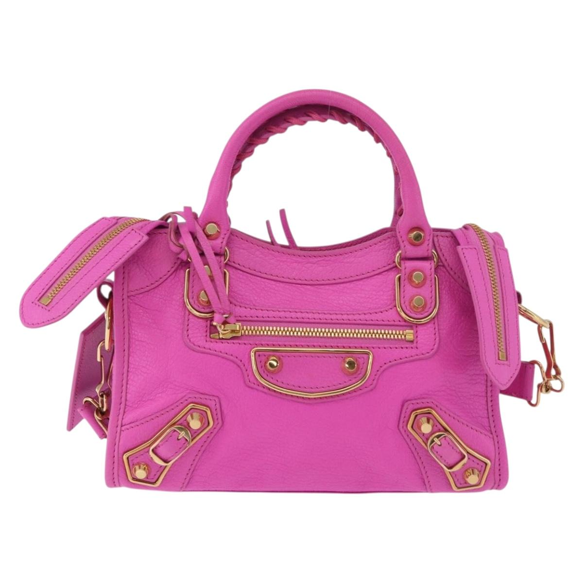 BALENCIAGA Classic Metallic Edge Mini City 2way Pink 390160 Auth 185358SAM