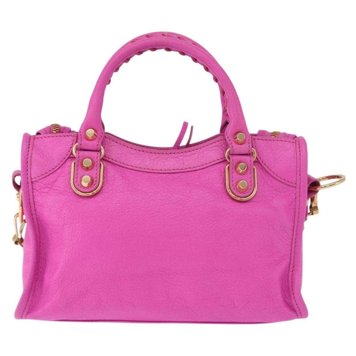 BALENCIAGA Classic Metallic Edge Mini City 2way Pink 390160 Auth 185358SAM