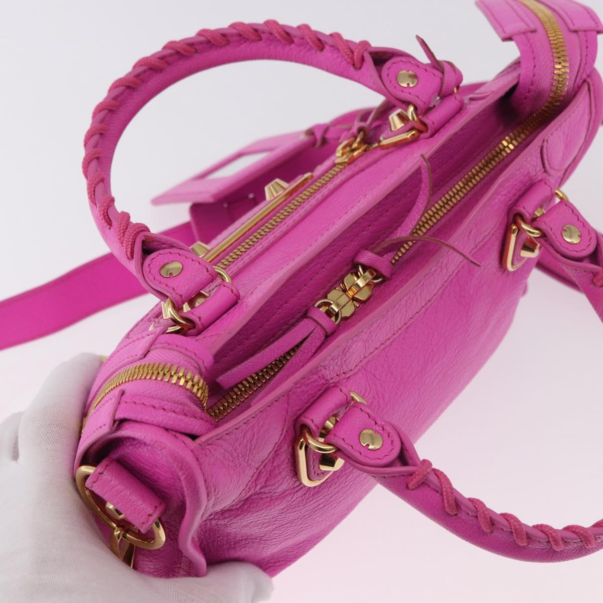 BALENCIAGA Classic Metallic Edge Mini City 2way Pink 390160 Auth 185358SAM