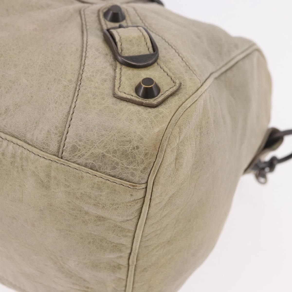BALENCIAGA Tzigie Hand Bag Leather 2way Beige 128523 Auth 185359V
