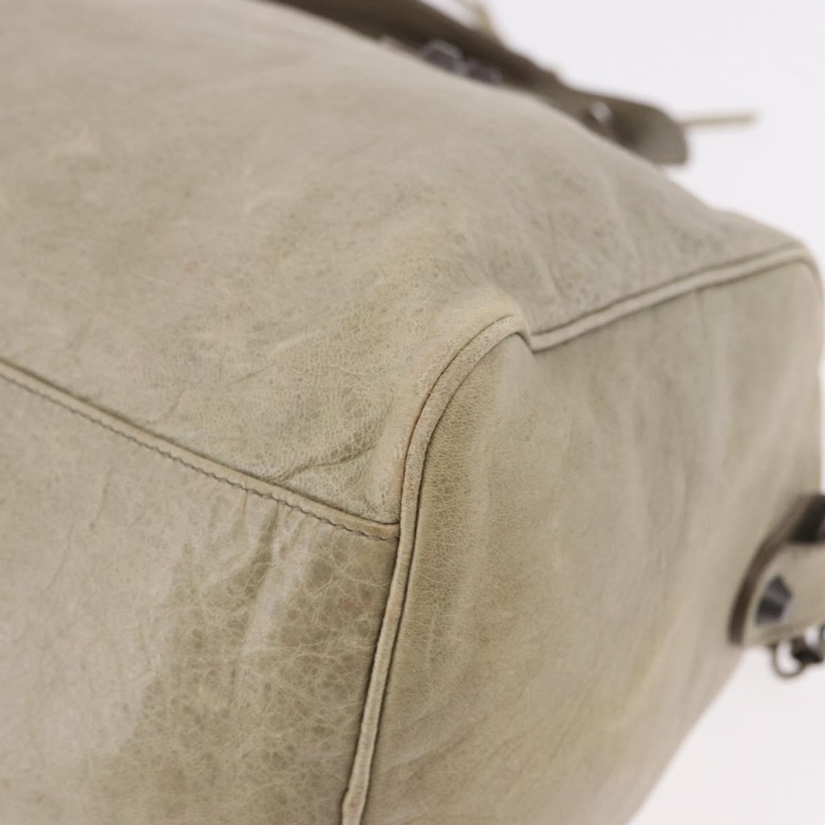 BALENCIAGA Tzigie Hand Bag Leather 2way Beige 128523 Auth 185359V