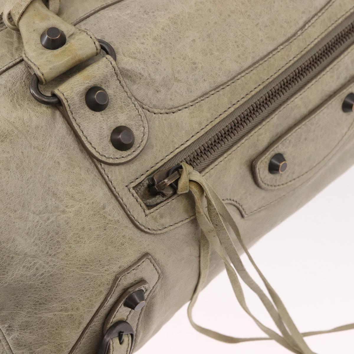 BALENCIAGA Tzigie Hand Bag Leather 2way Beige 128523 Auth 185359V