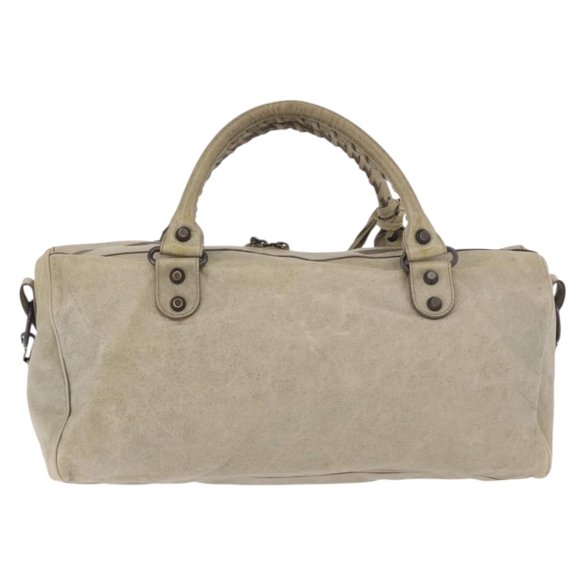 BALENCIAGA Tzigie Hand Bag Leather 2way Beige 128523 Auth 185359V