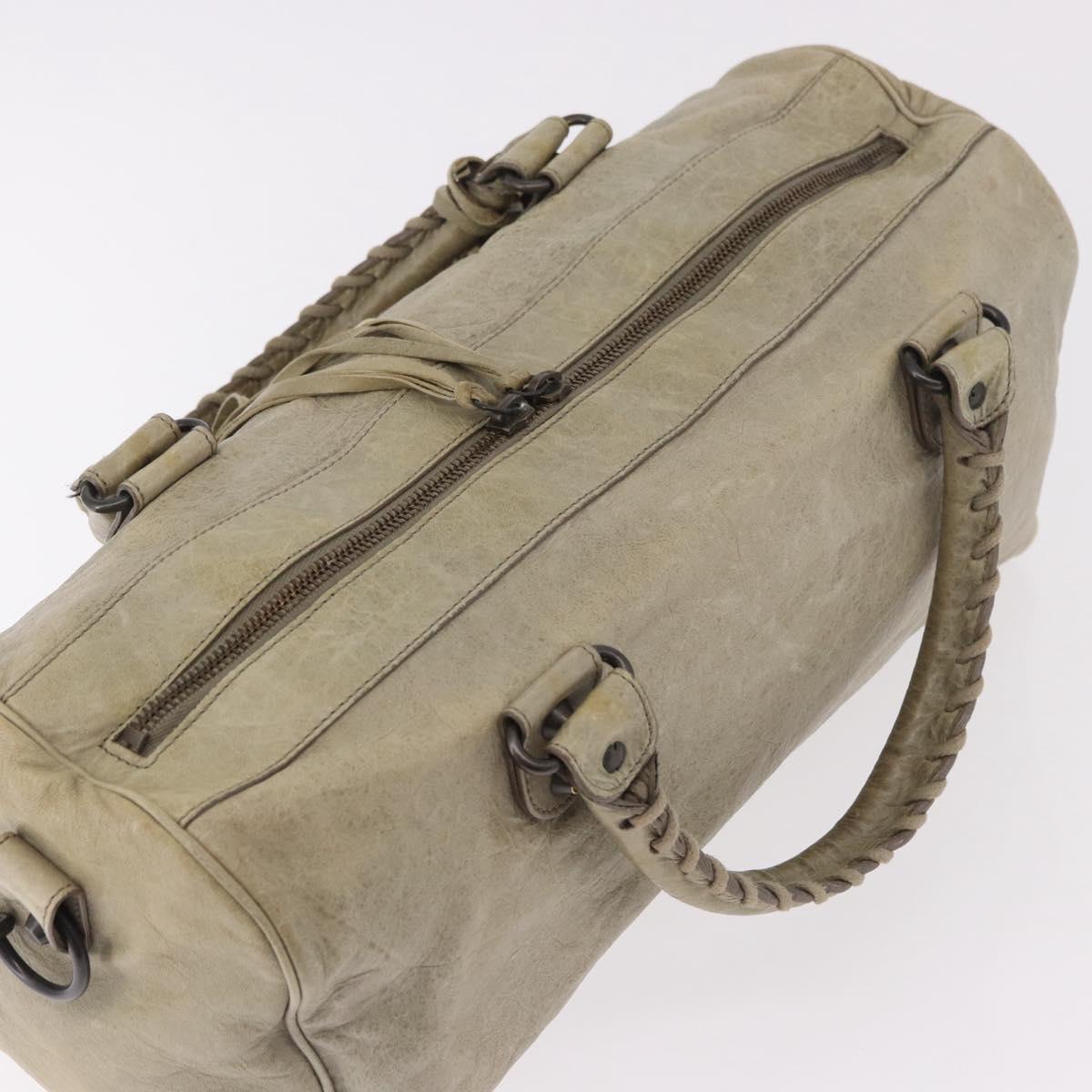 BALENCIAGA Tzigie Hand Bag Leather 2way Beige 128523 Auth 185359V