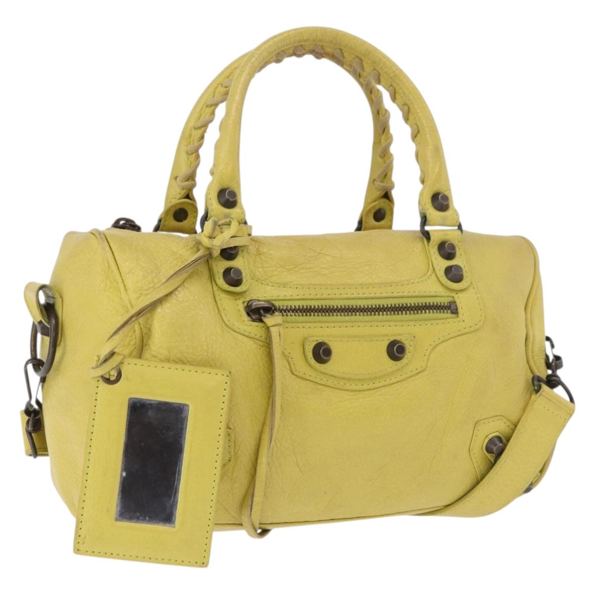 BALENCIAGA Mini Twiggy Hand Bag Leather 2way Yellow 327103 Auth 185360V