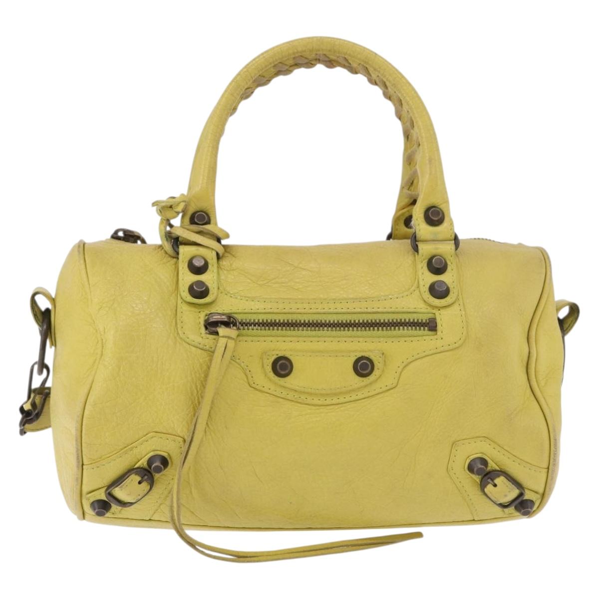 BALENCIAGA Mini Twiggy Hand Bag Leather 2way Yellow 327103 Auth 185360V