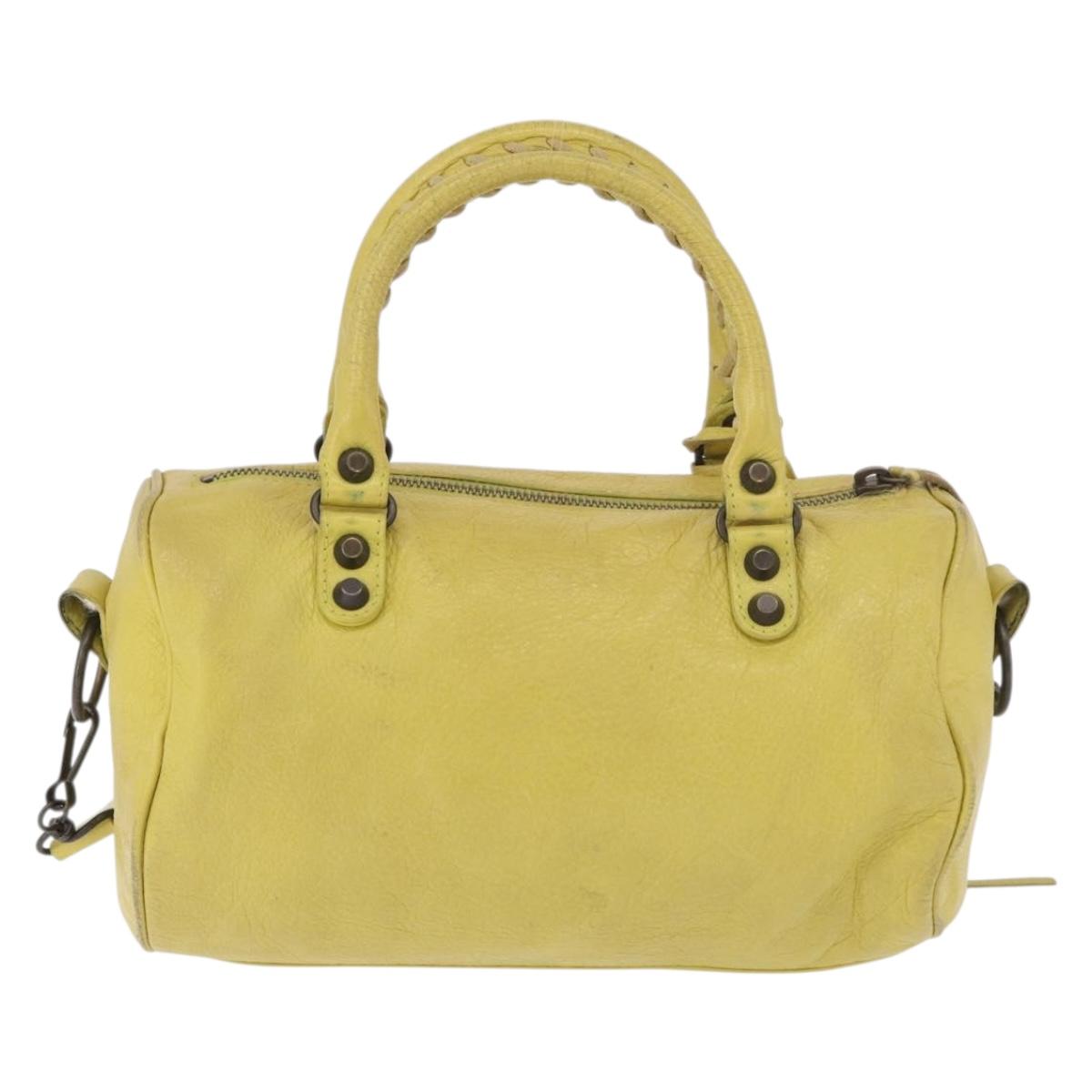 BALENCIAGA Mini Twiggy Hand Bag Leather 2way Yellow 327103 Auth 185360V