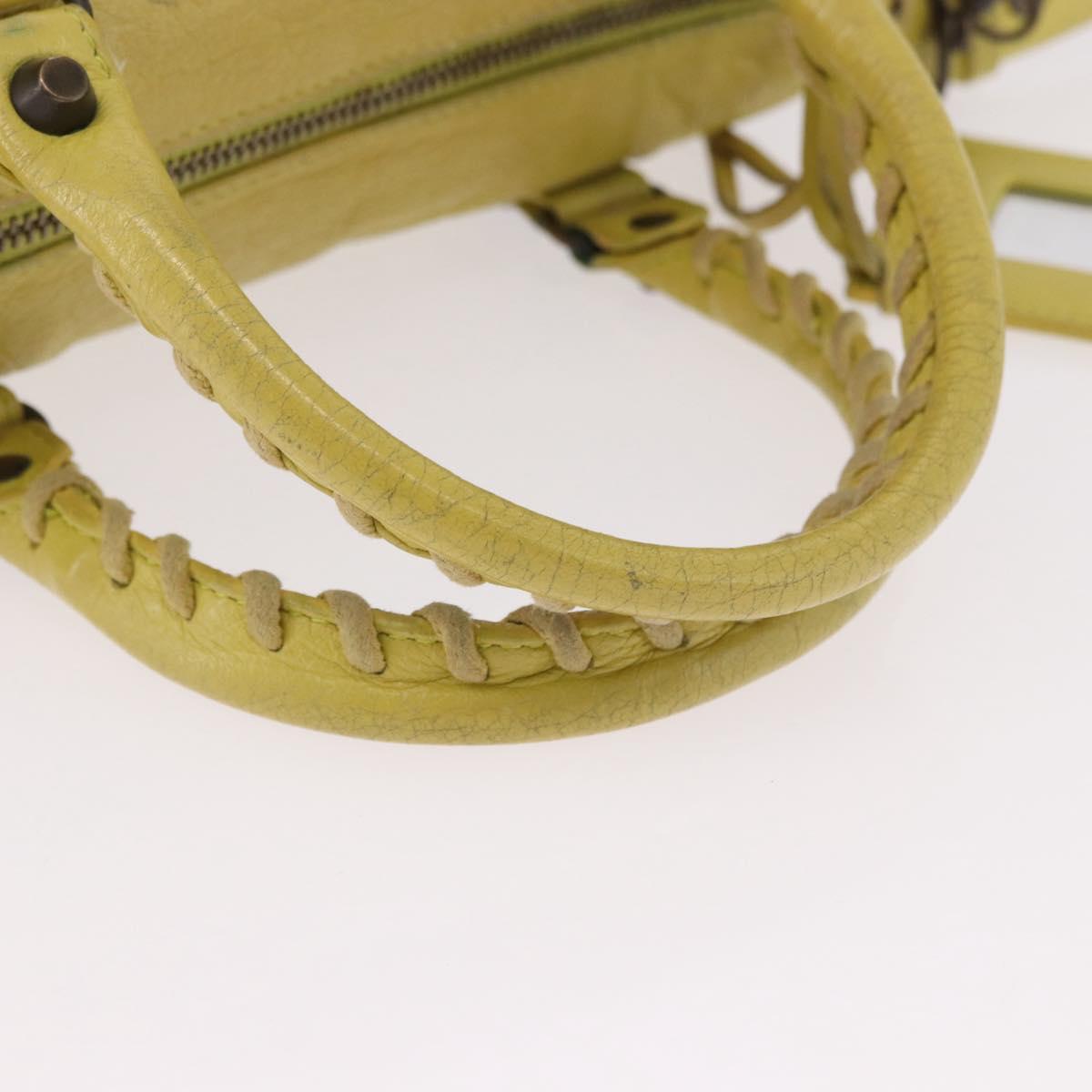 BALENCIAGA Mini Twiggy Hand Bag Leather 2way Yellow 327103 Auth 185360V