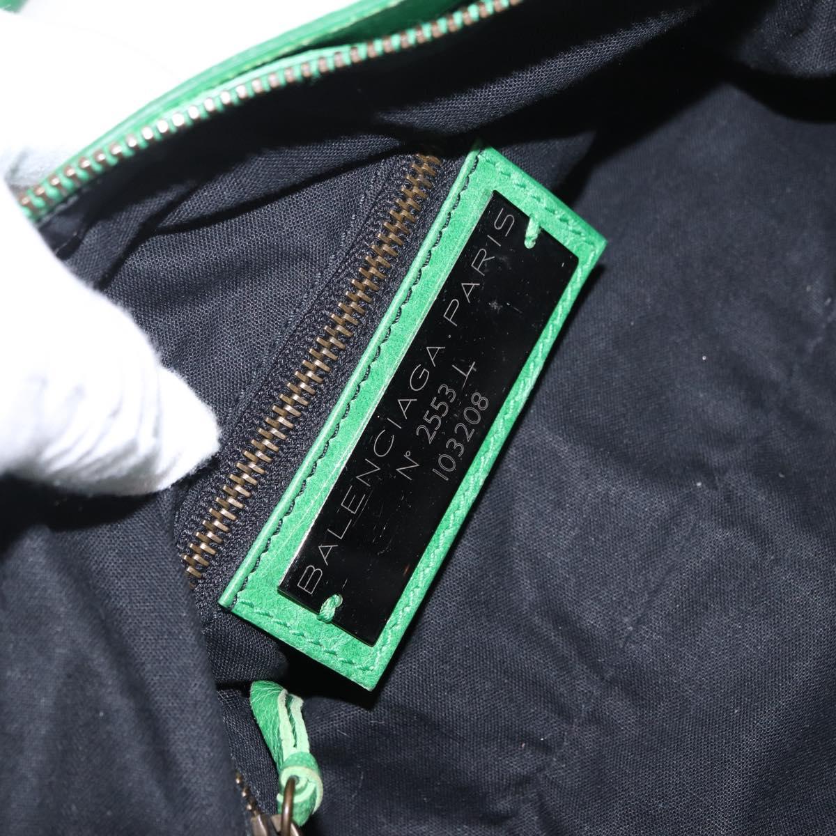 BALENCIAGA The City Hand Bag Leather 2way Green 103208 Auth 185361M