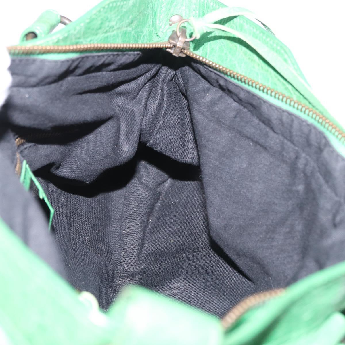 BALENCIAGA The City Hand Bag Leather 2way Green 103208 Auth 185361M