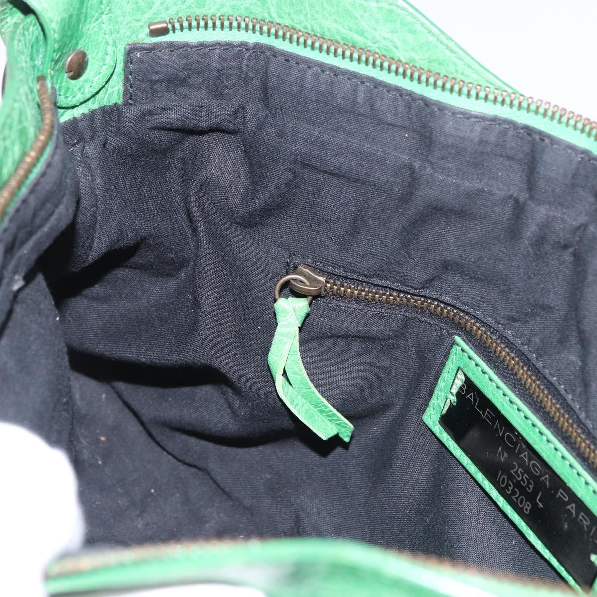 BALENCIAGA The City Hand Bag Leather 2way Green 103208 Auth 185361M