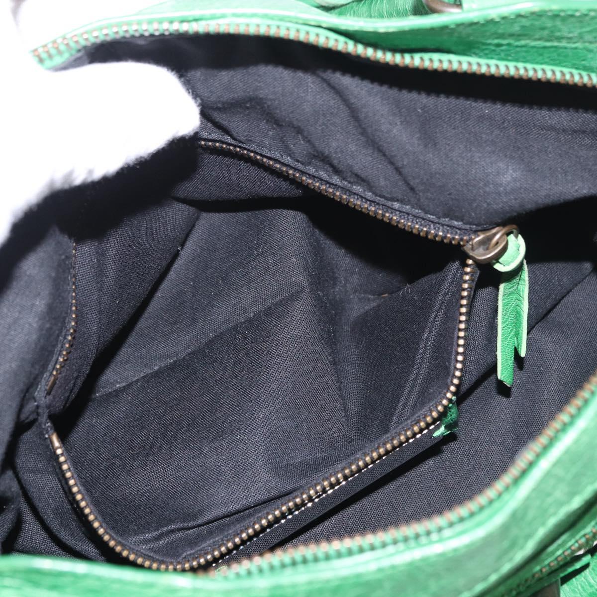 BALENCIAGA The City Hand Bag Leather 2way Green 103208 Auth 185361M