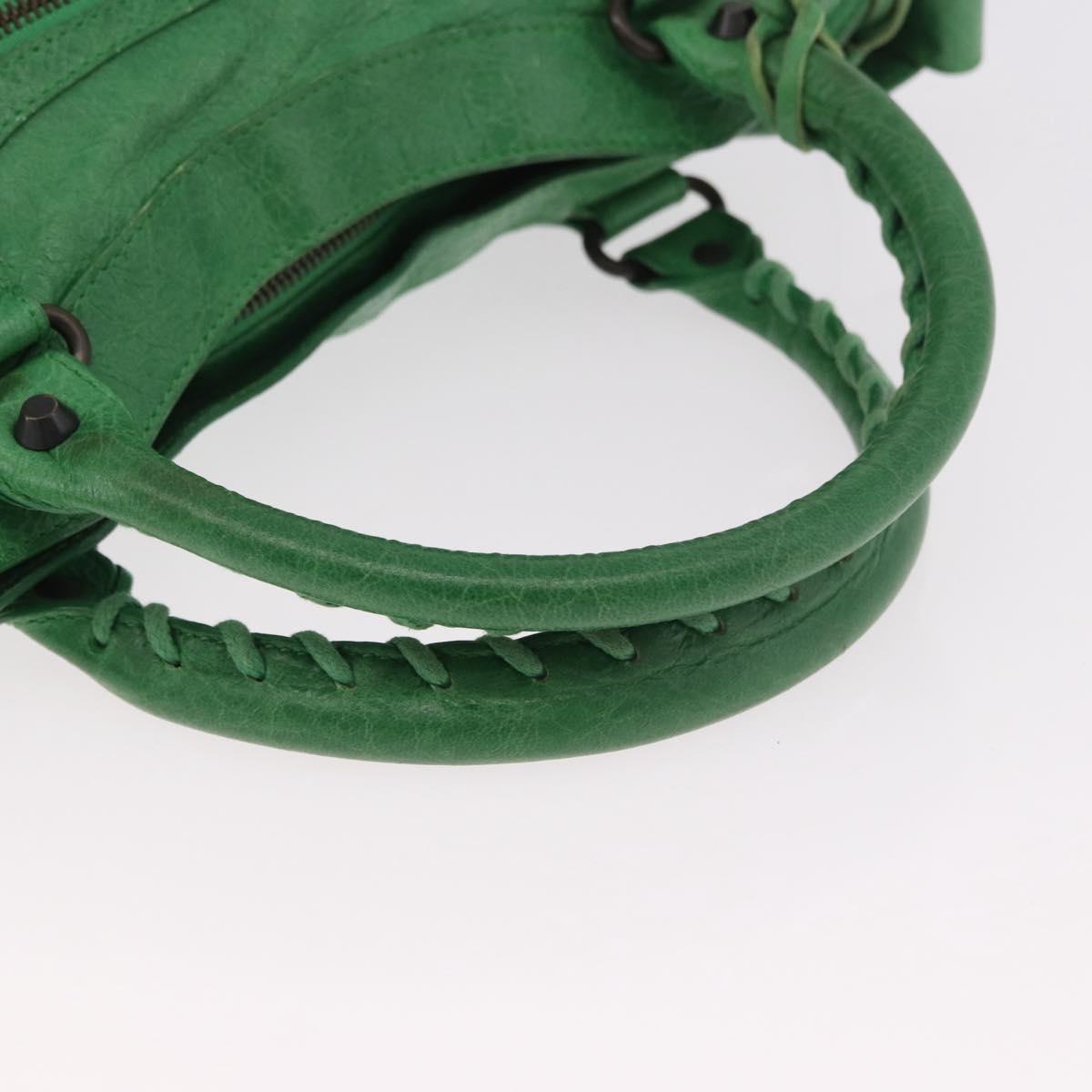 BALENCIAGA The City Hand Bag Leather 2way Green 103208 Auth 185361M