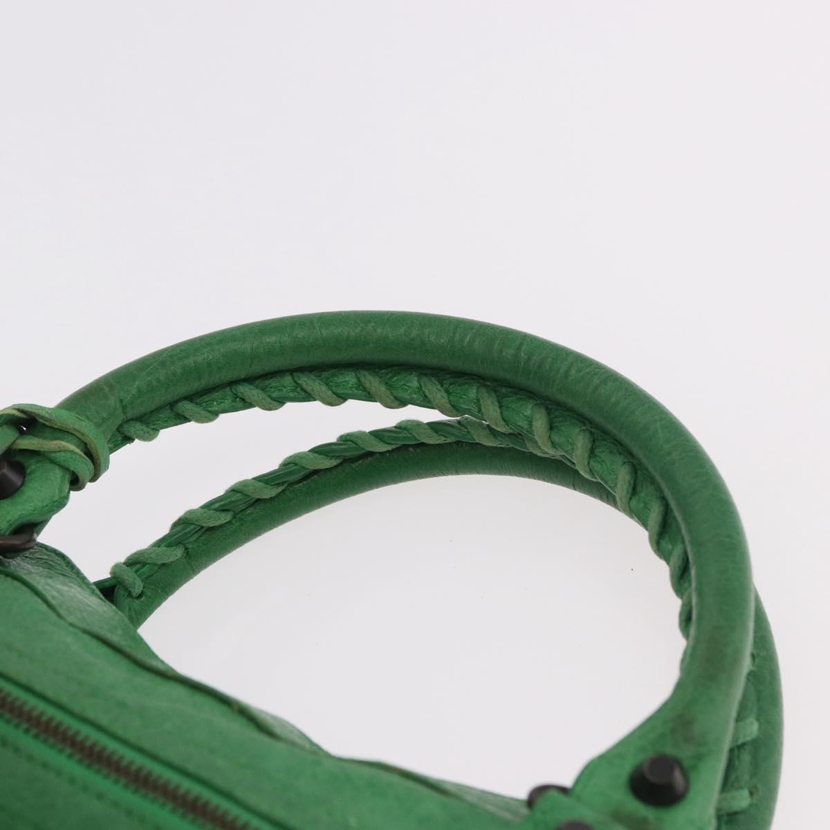 BALENCIAGA The City Hand Bag Leather 2way Green 103208 Auth 185361M