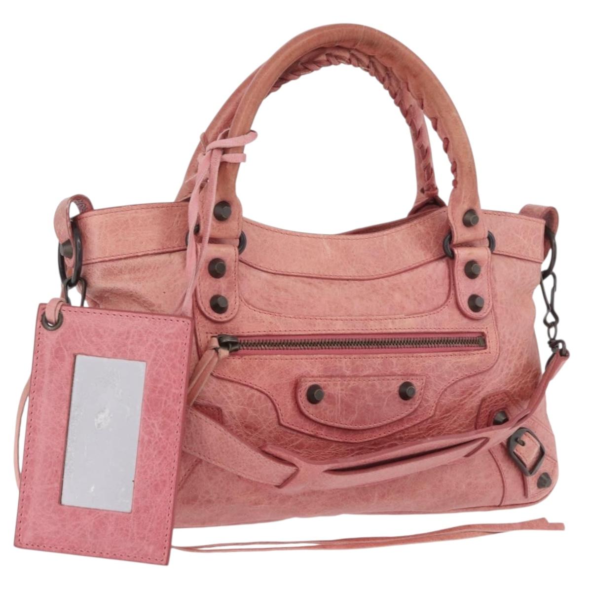 BALENCIAGA The First Hand Bag Leather 2way Pink 103208 Auth 185362V