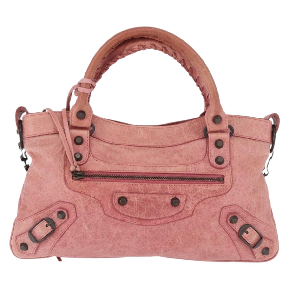 BALENCIAGA The First Hand Bag Leather 2way Pink 103208 Auth 185362V