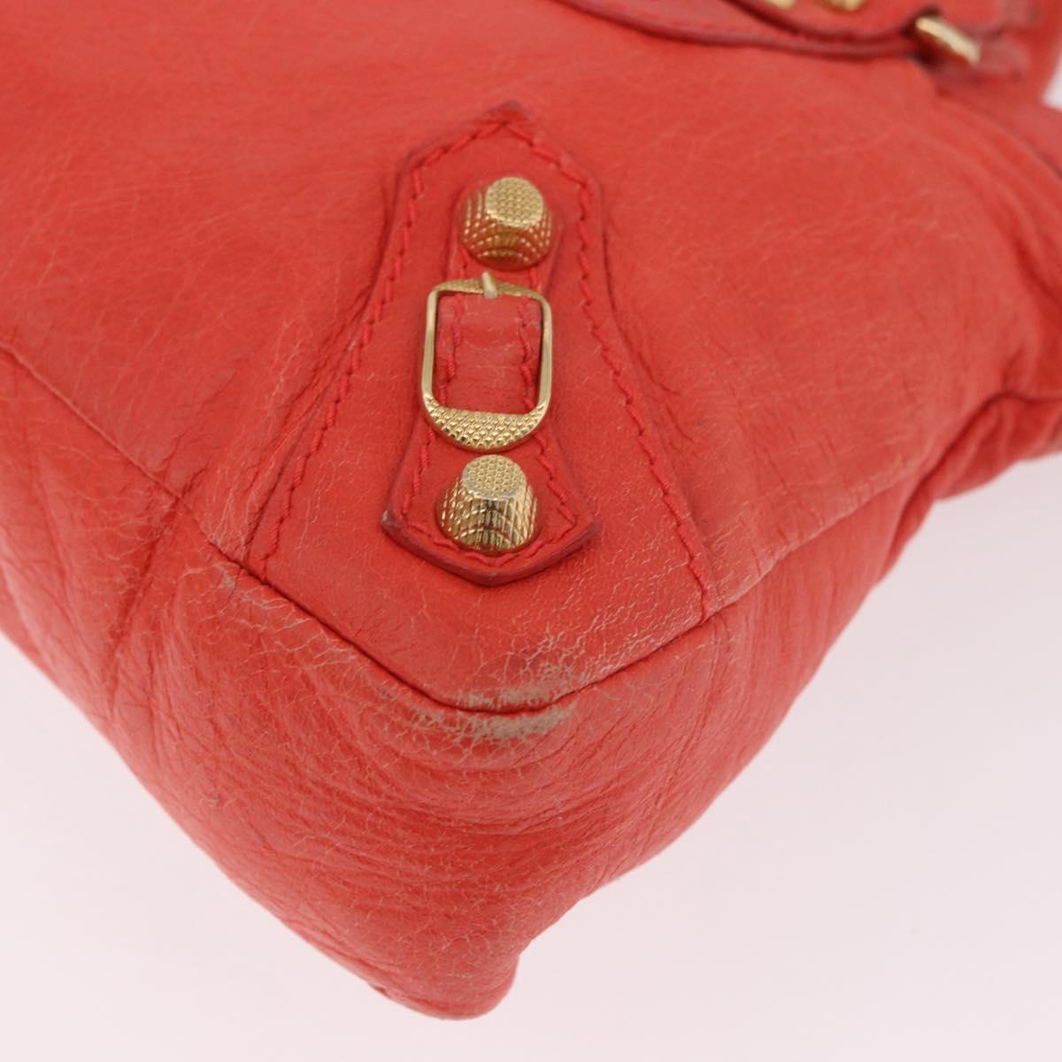 BALENCIAGA The First Hand Bag Leather 2way Orange Gold 285433 Auth 185363V