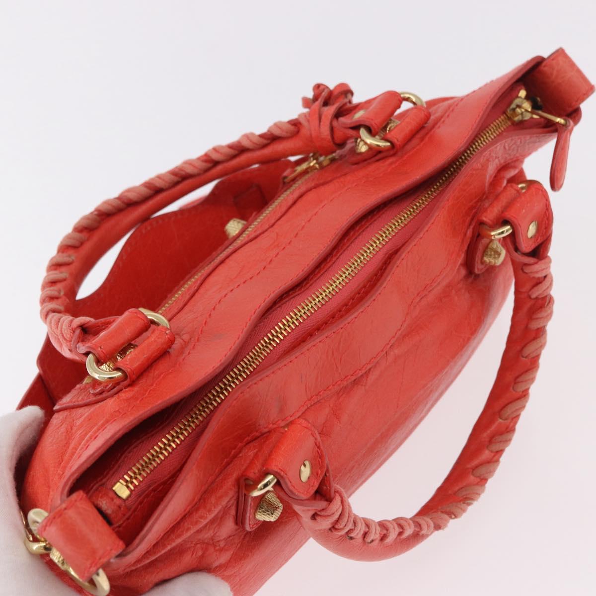 BALENCIAGA The First Hand Bag Leather 2way Orange Gold 285433 Auth 185363V