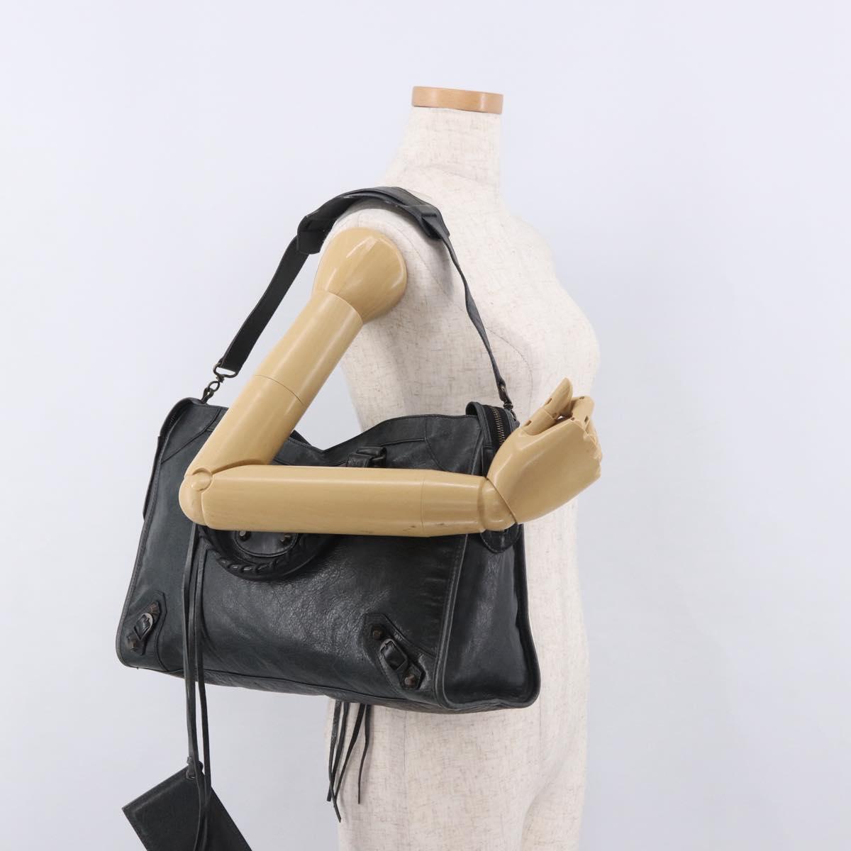 BALENCIAGA The City Hand Bag Leather 2way Black 115748 Auth 185364SAM