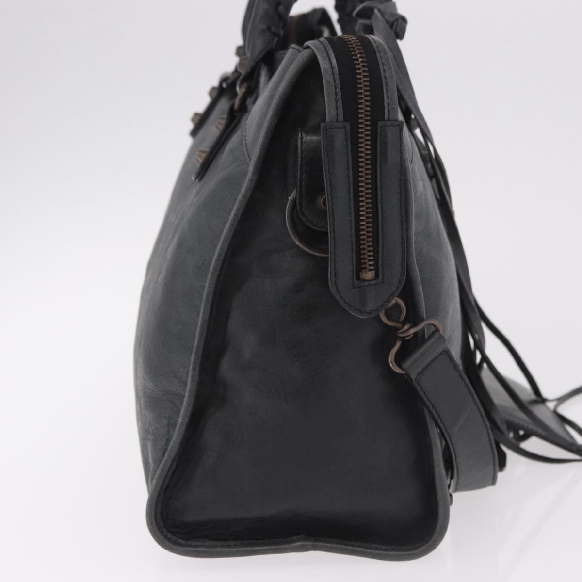 BALENCIAGA The City Hand Bag Leather 2way Black 115748 Auth 185364SAM