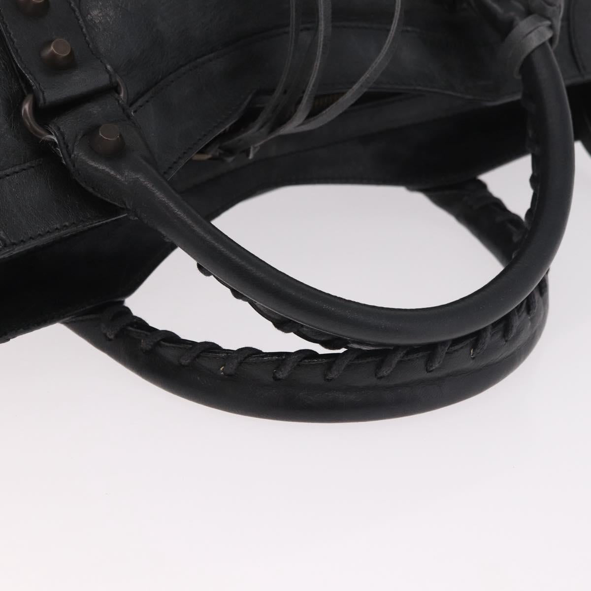 BALENCIAGA The City Hand Bag Leather 2way Black 115748 Auth 185364SAM