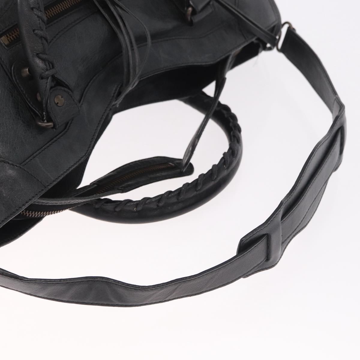 BALENCIAGA The City Hand Bag Leather 2way Black 115748 Auth 185364SAM