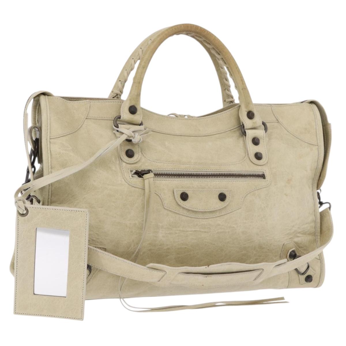 BALENCIAGA The City Hand Bag Leather 2way Ivory 115748 Auth 185365V
