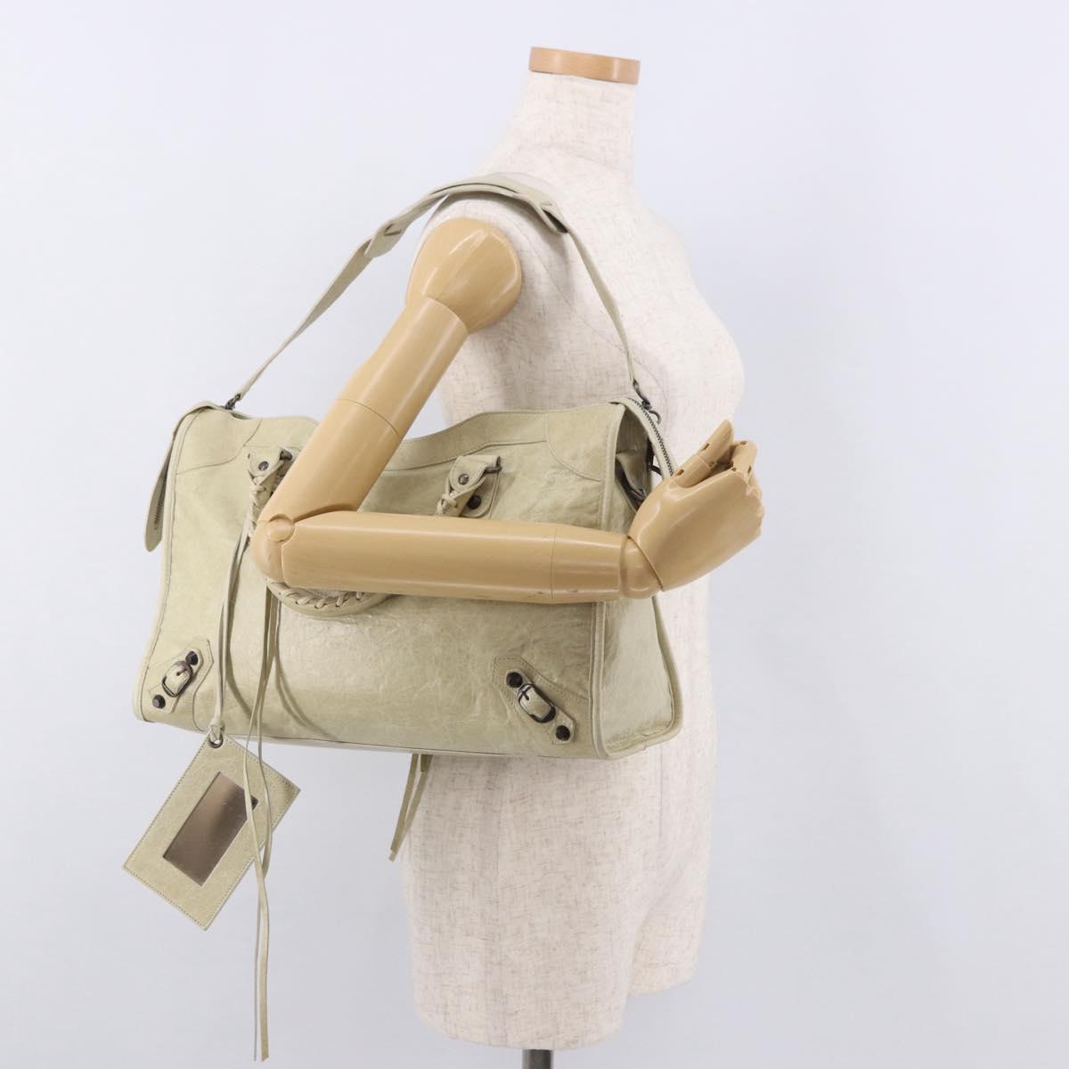 BALENCIAGA The City Hand Bag Leather 2way Ivory 115748 Auth 185365V