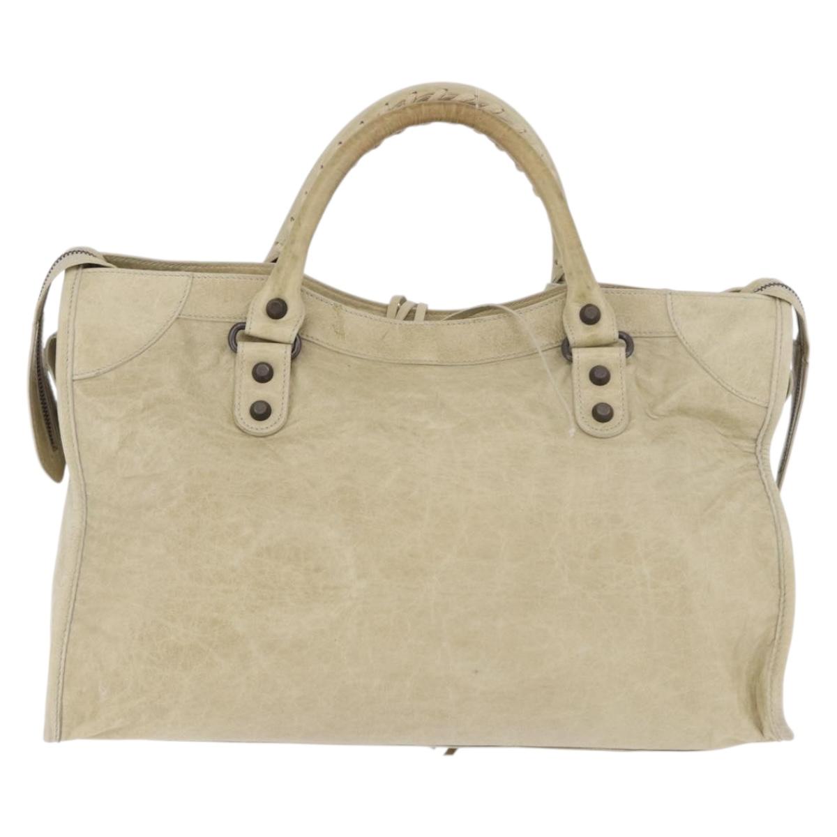 BALENCIAGA The City Hand Bag Leather 2way Ivory 115748 Auth 185365V