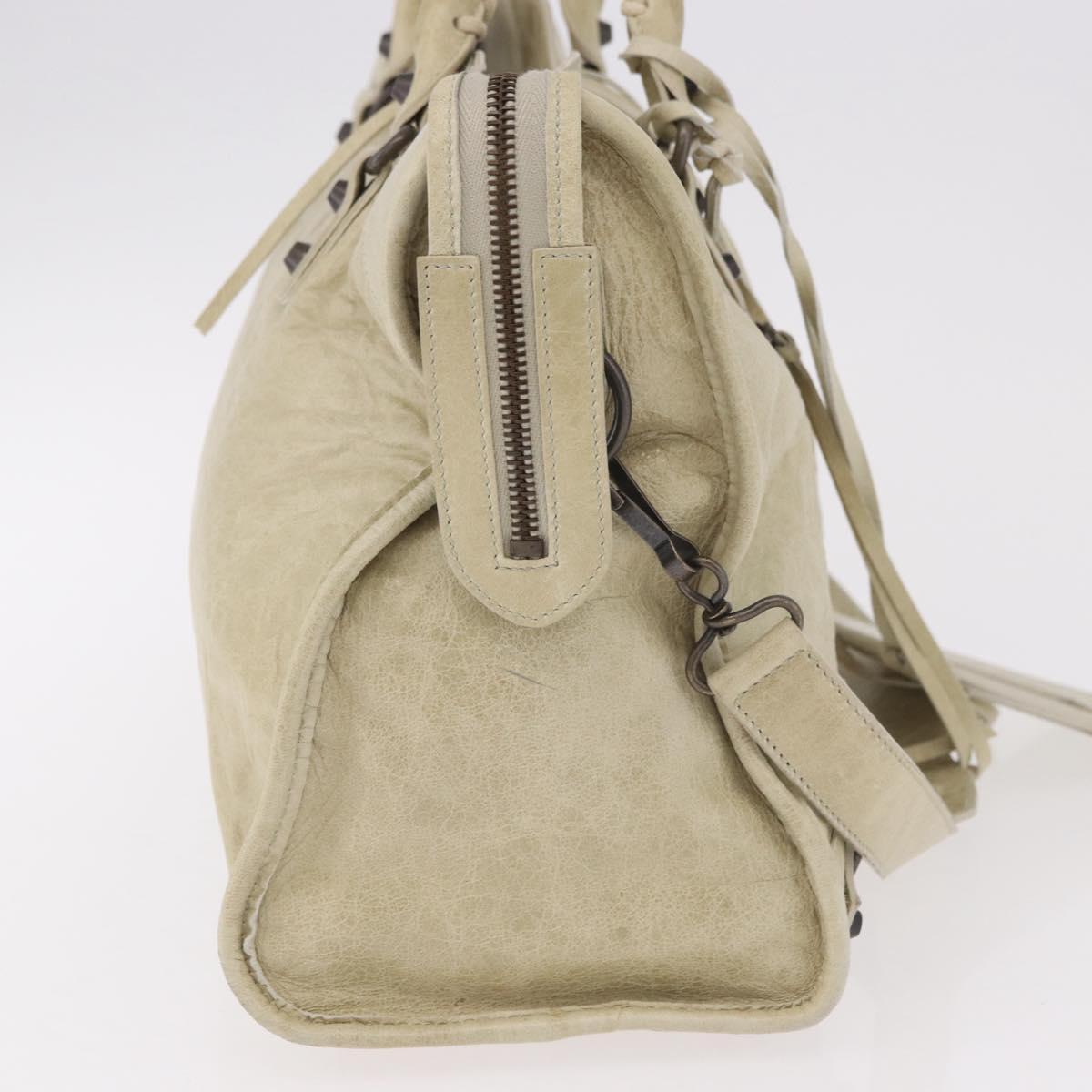 BALENCIAGA The City Hand Bag Leather 2way Ivory 115748 Auth 185365V