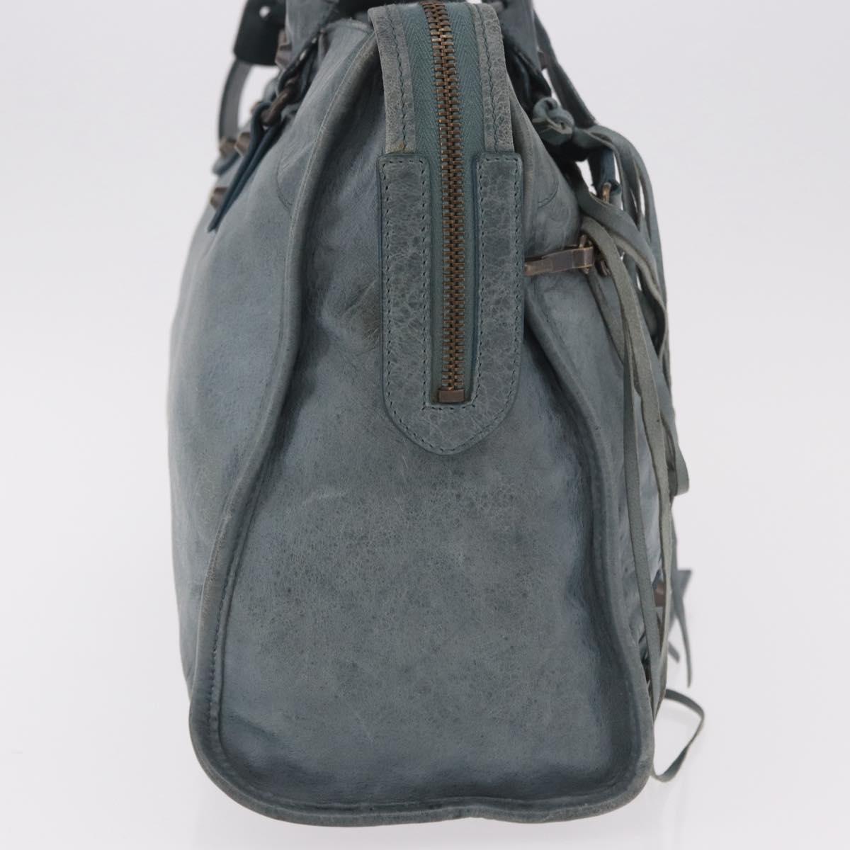 BALENCIAGA The City Bag Leather 2way Light Blue Gold Silver 115748 Auth 185367V