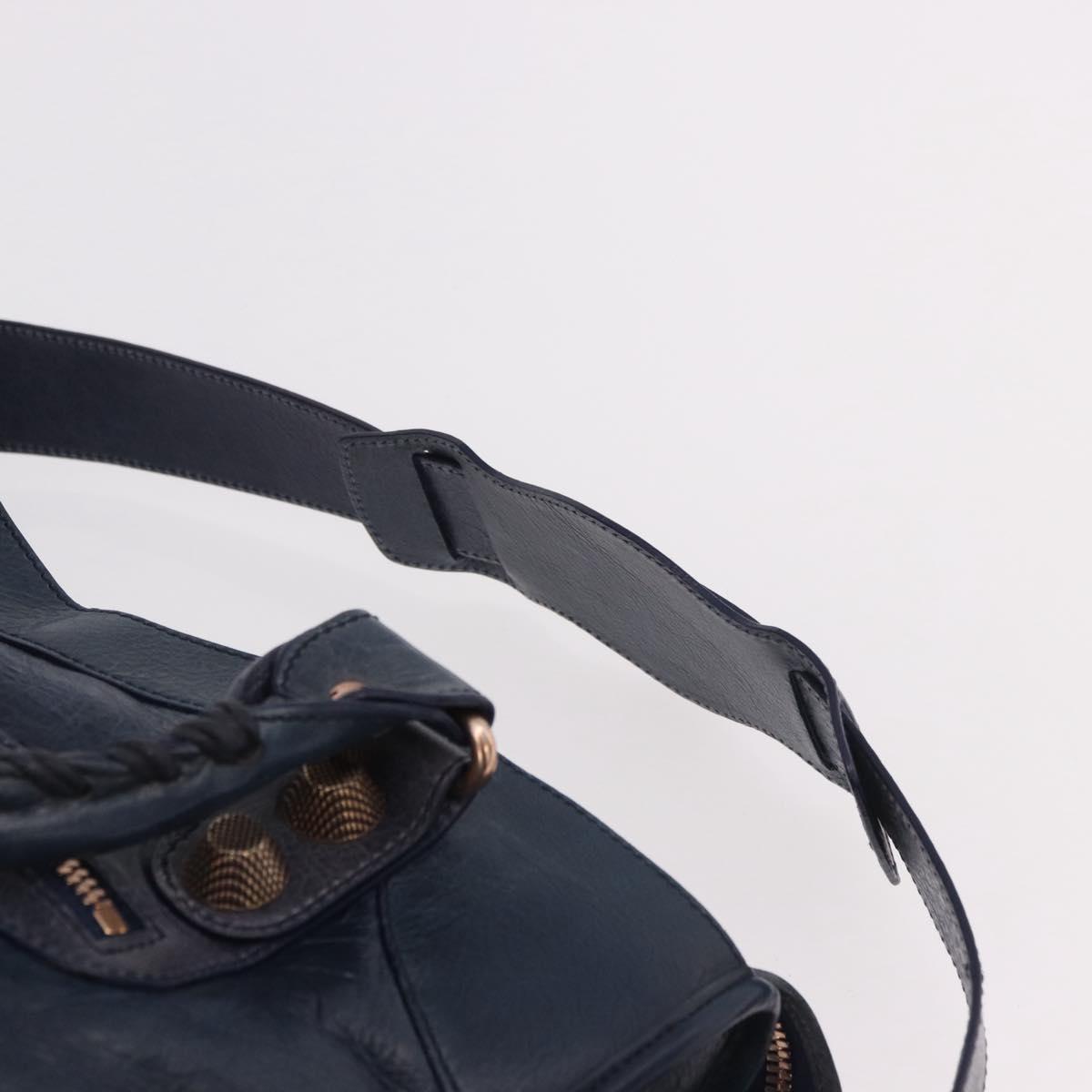 BALENCIAGA The Giant City Hand Bag Leather 2way Navy Gold 173084 Auth 185368SAM