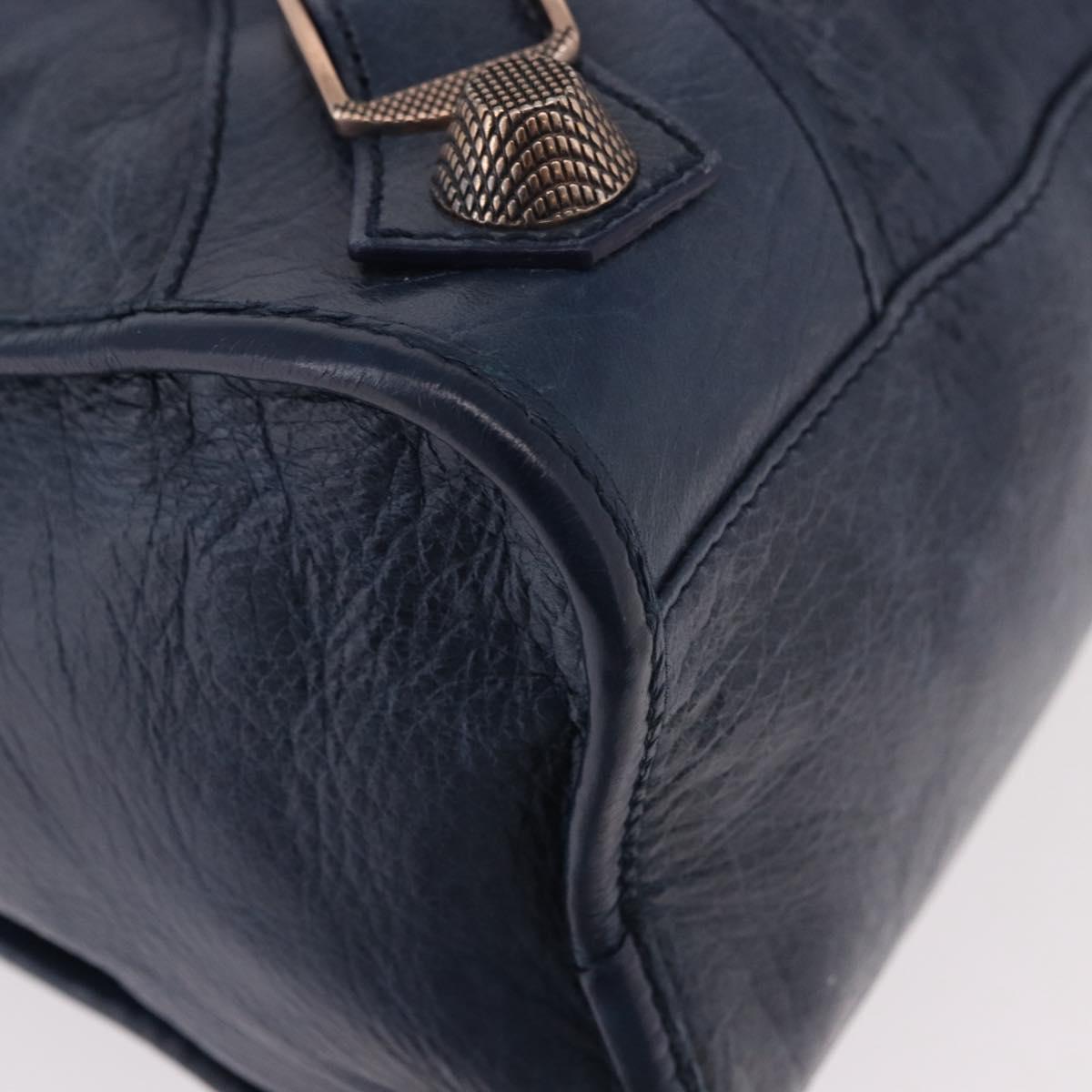 BALENCIAGA The Giant City Hand Bag Leather 2way Navy Gold 173084 Auth 185368SAM