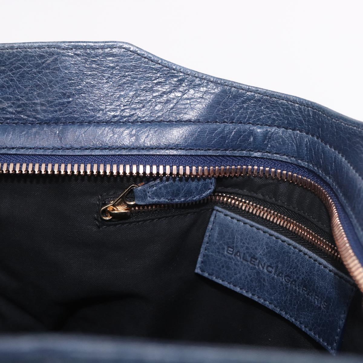 BALENCIAGA The Giant City Hand Bag Leather 2way Navy Gold 173084 Auth 185368SAM