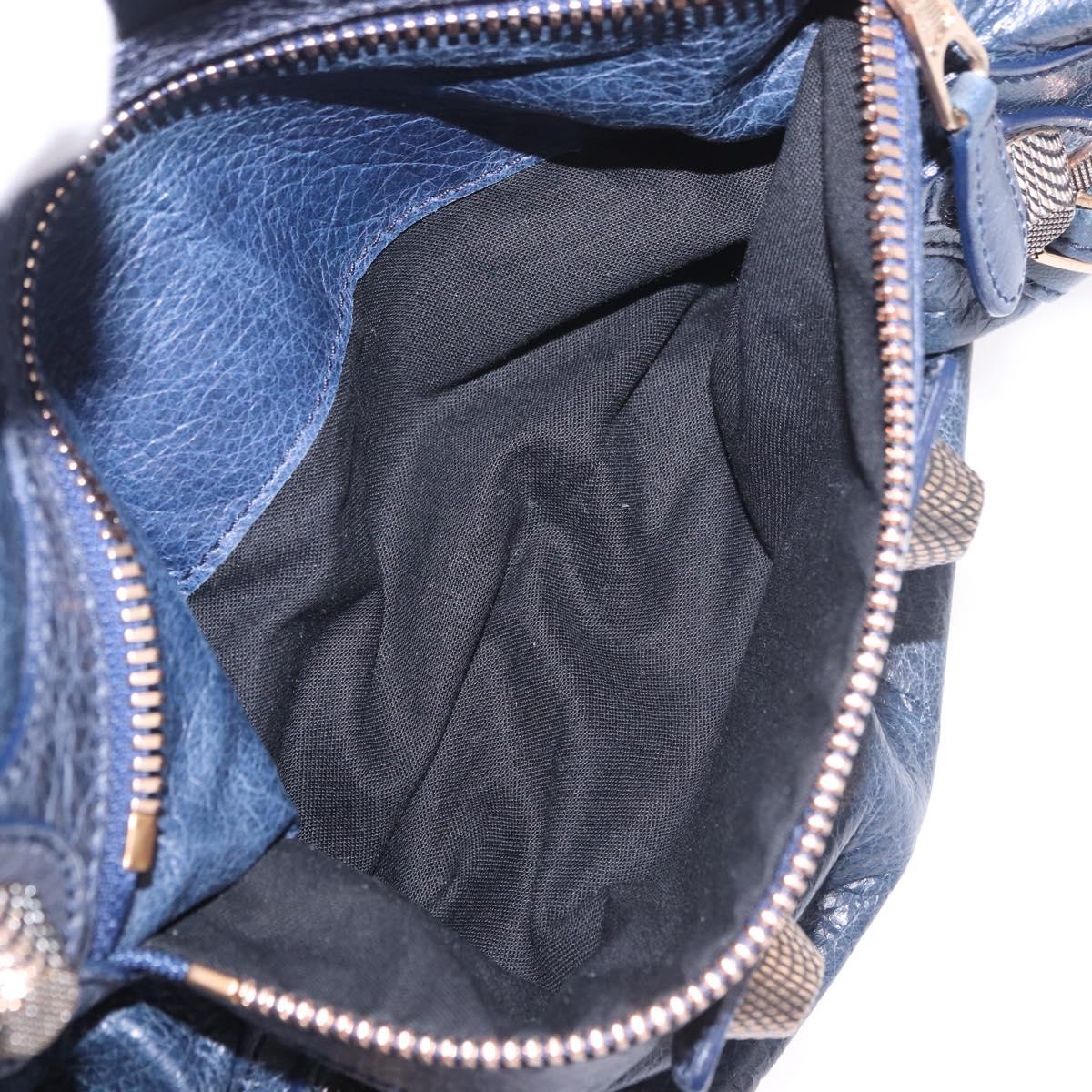 BALENCIAGA The Giant City Hand Bag Leather 2way Navy Gold 173084 Auth 185368SAM