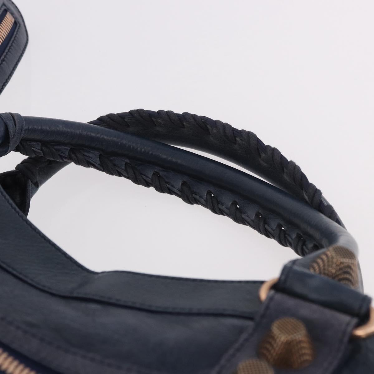 BALENCIAGA The Giant City Hand Bag Leather 2way Navy Gold 173084 Auth 185368SAM