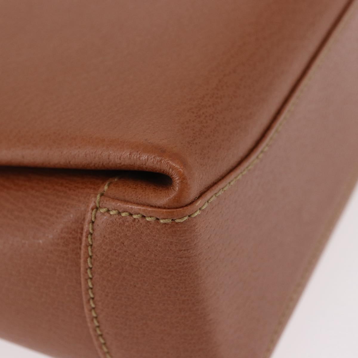 GUCCI Bamboo Hand Bag Leather 2way Brown Gold Auth 185369