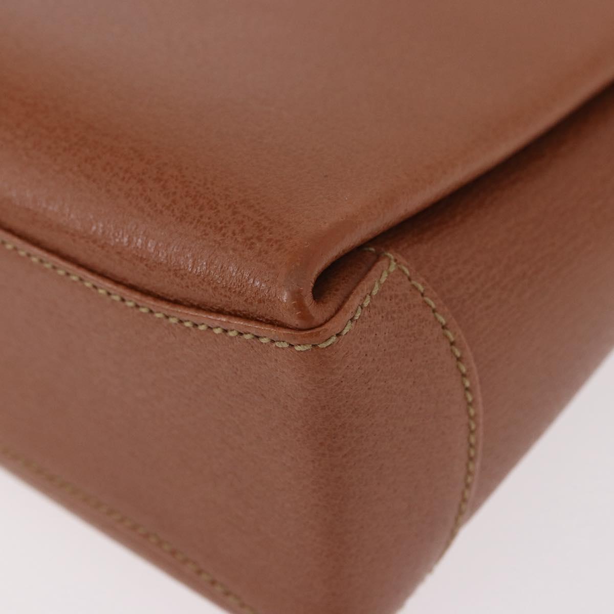 GUCCI Bamboo Hand Bag Leather 2way Brown Gold Auth 185369