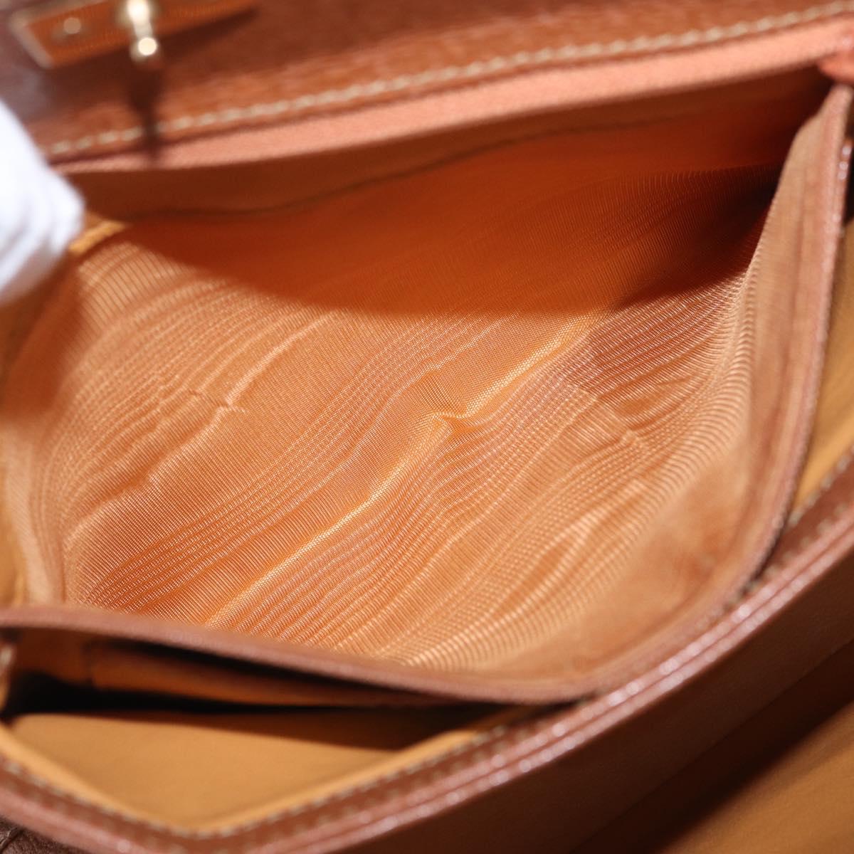 GUCCI Bamboo Hand Bag Leather 2way Brown Gold Auth 185369