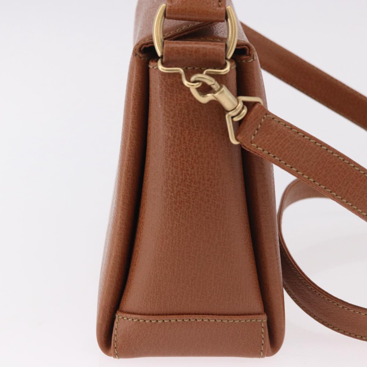 GUCCI Bamboo Hand Bag Leather 2way Brown Gold Auth 185369