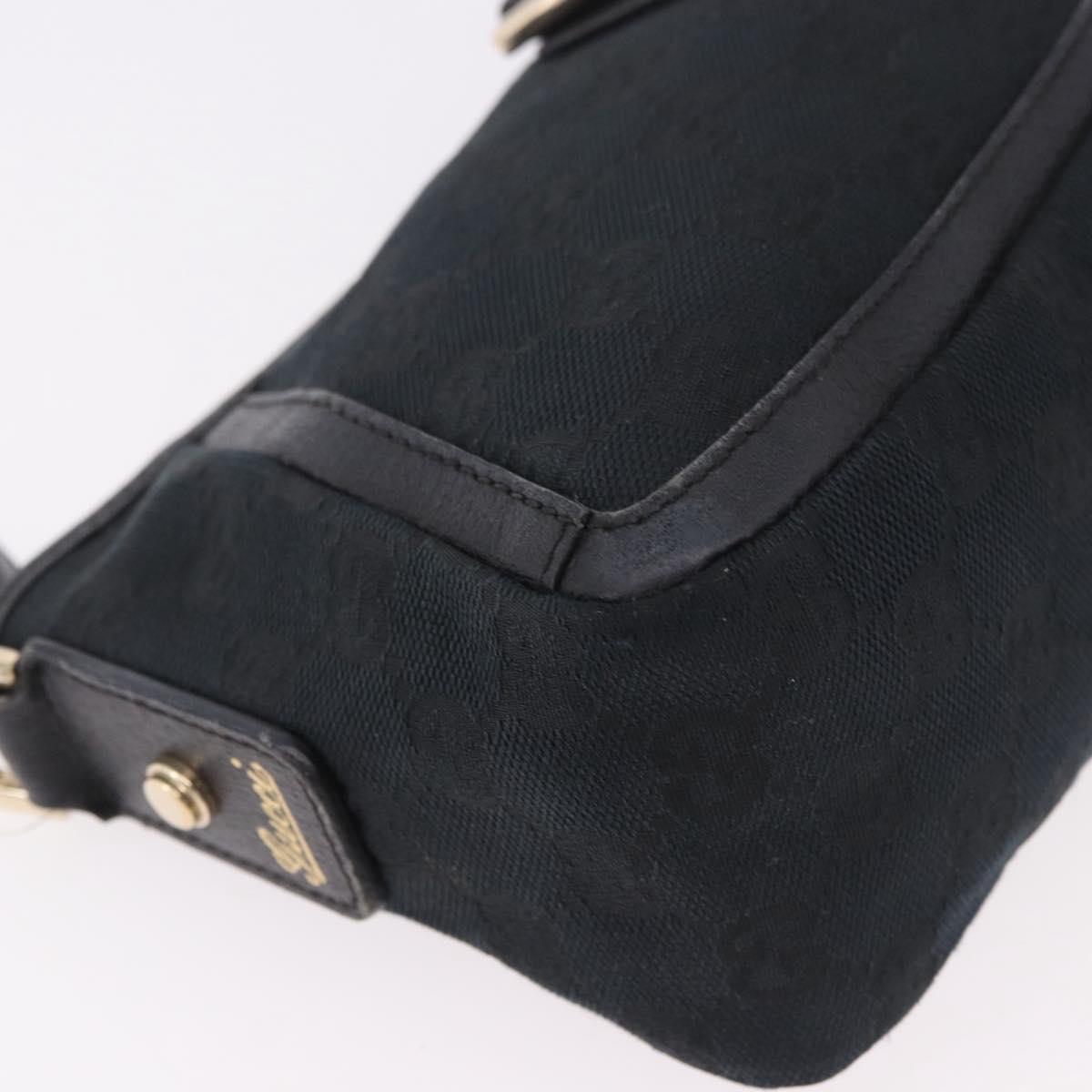 GUCCI GG Canvas Shoulder Bag Black Gold 130939 Auth 185370V